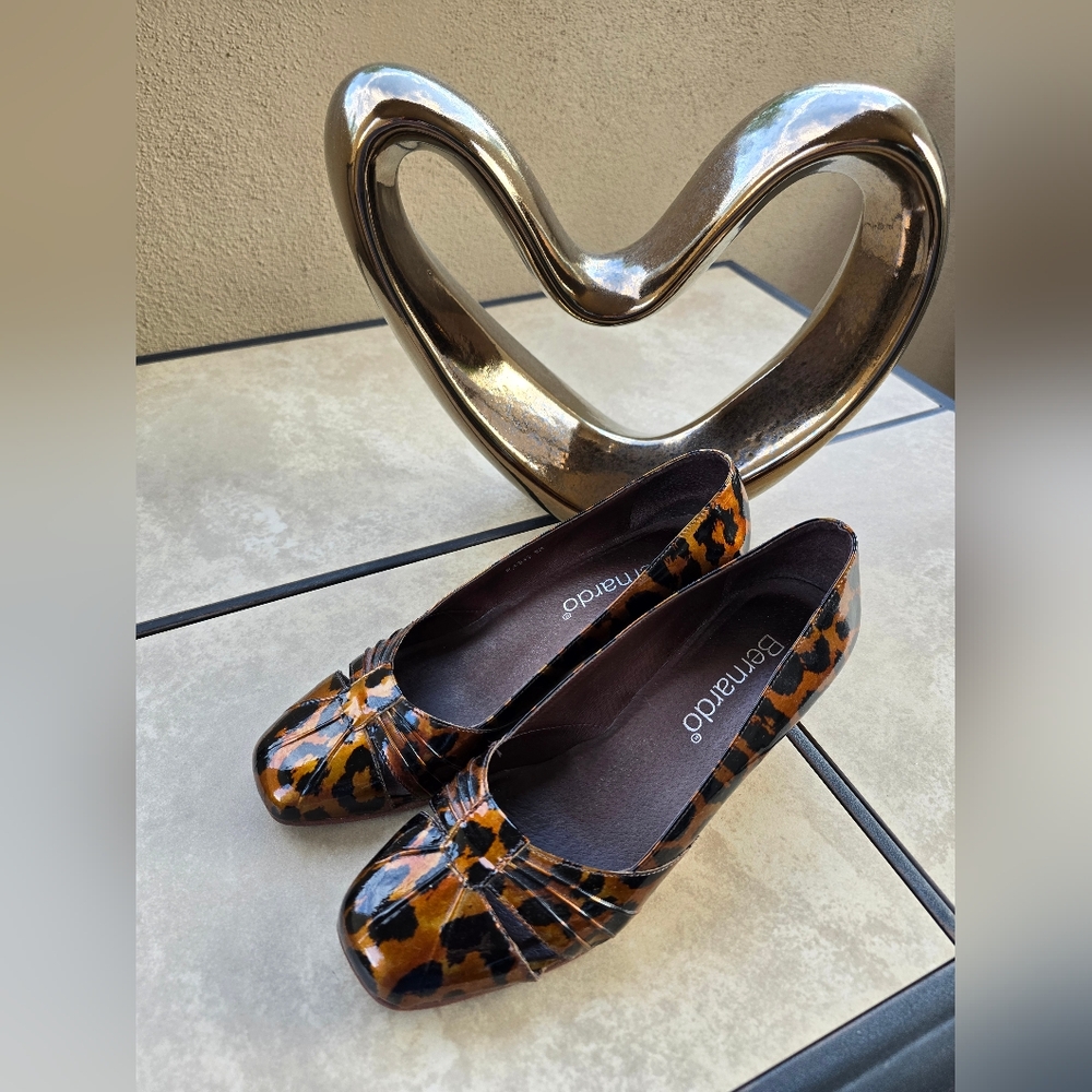 Bernardo Gorgeous Animal Print Patent Leather Wedge Pump, 8M
